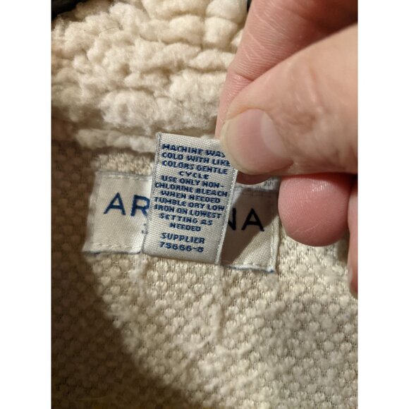 Arizona Half Zip Pullover Sherpa Jacket Size Large Cream Off-White - Picture 3 of 4